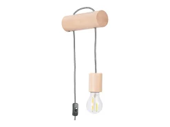 Sollux Lighting Aplique Para Pared-Lámpara de pared Zynto desván de madera - 1 fuentes luminosas 3000K - L.6 x A.55 cm - madera natural//negro Blanco