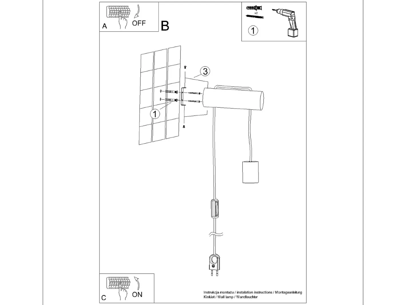 Sollux Lighting Aplique Para Pared-Lámpara de pared Zynto desván de madera - 1 fuentes luminosas 3000K - L.6 x A.55 cm - madera natural//negro Blanco