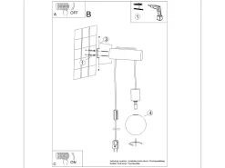 Sollux Lighting Aplique Para Pared-Lámpara de pared Zynto desván de madera/vidrio - 1 fuentes luminosas 3000K - L.6 x A.67 cm - madera natural//negro Blanco