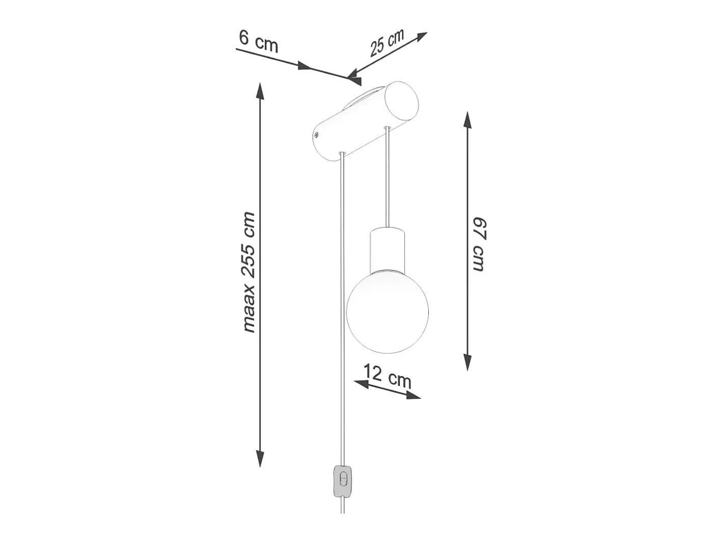 Sollux Lighting Aplique Para Pared-Lámpara de pared Zynto desván de madera/vidrio - 1 fuentes luminosas 3000K - L.6 x A.67 cm - madera natural//negro Blanco