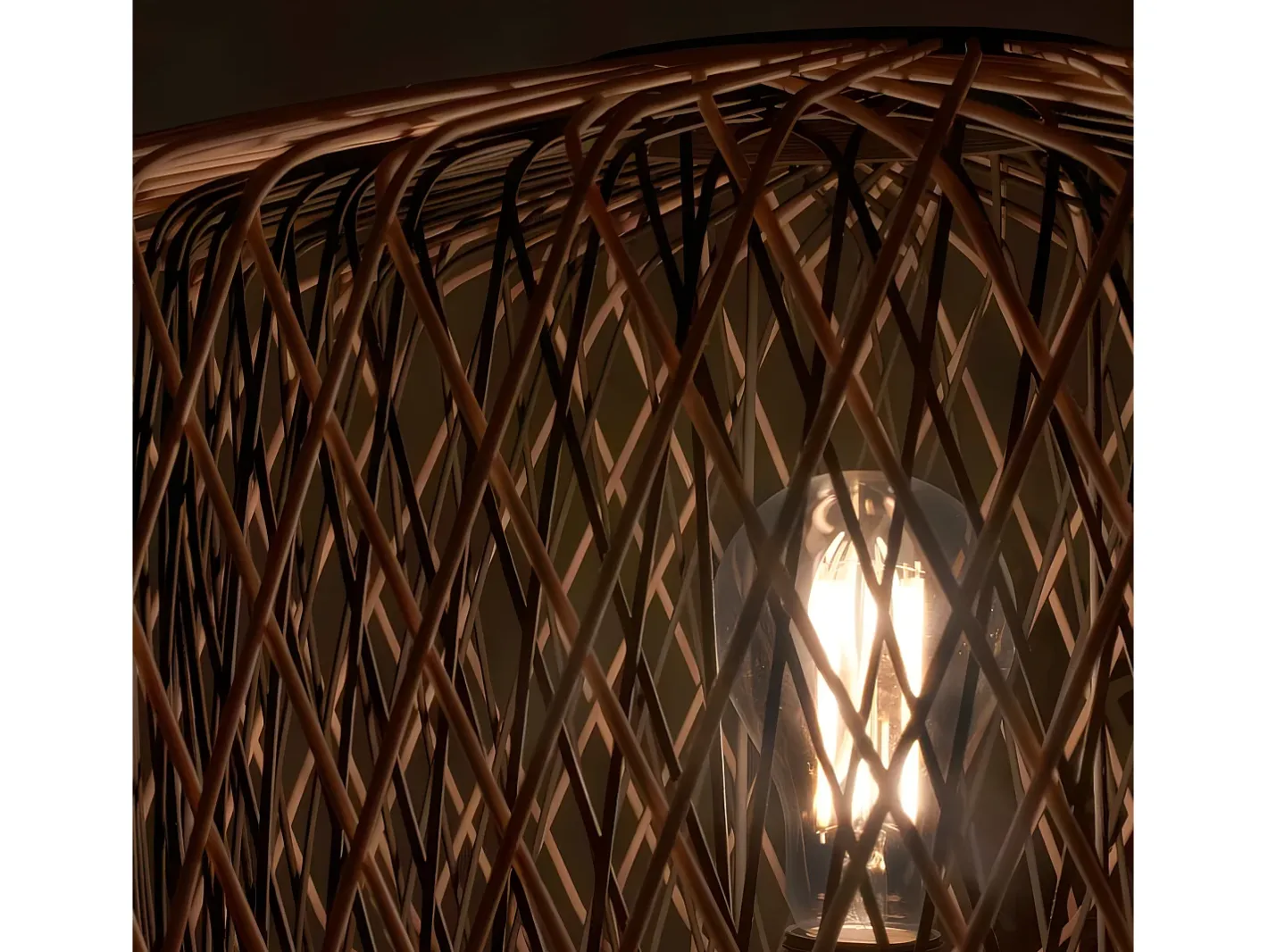 AKUNADECOR Lámpara De Pie-Lámpara De Pie En Bambú De Serie Bamboo Negro