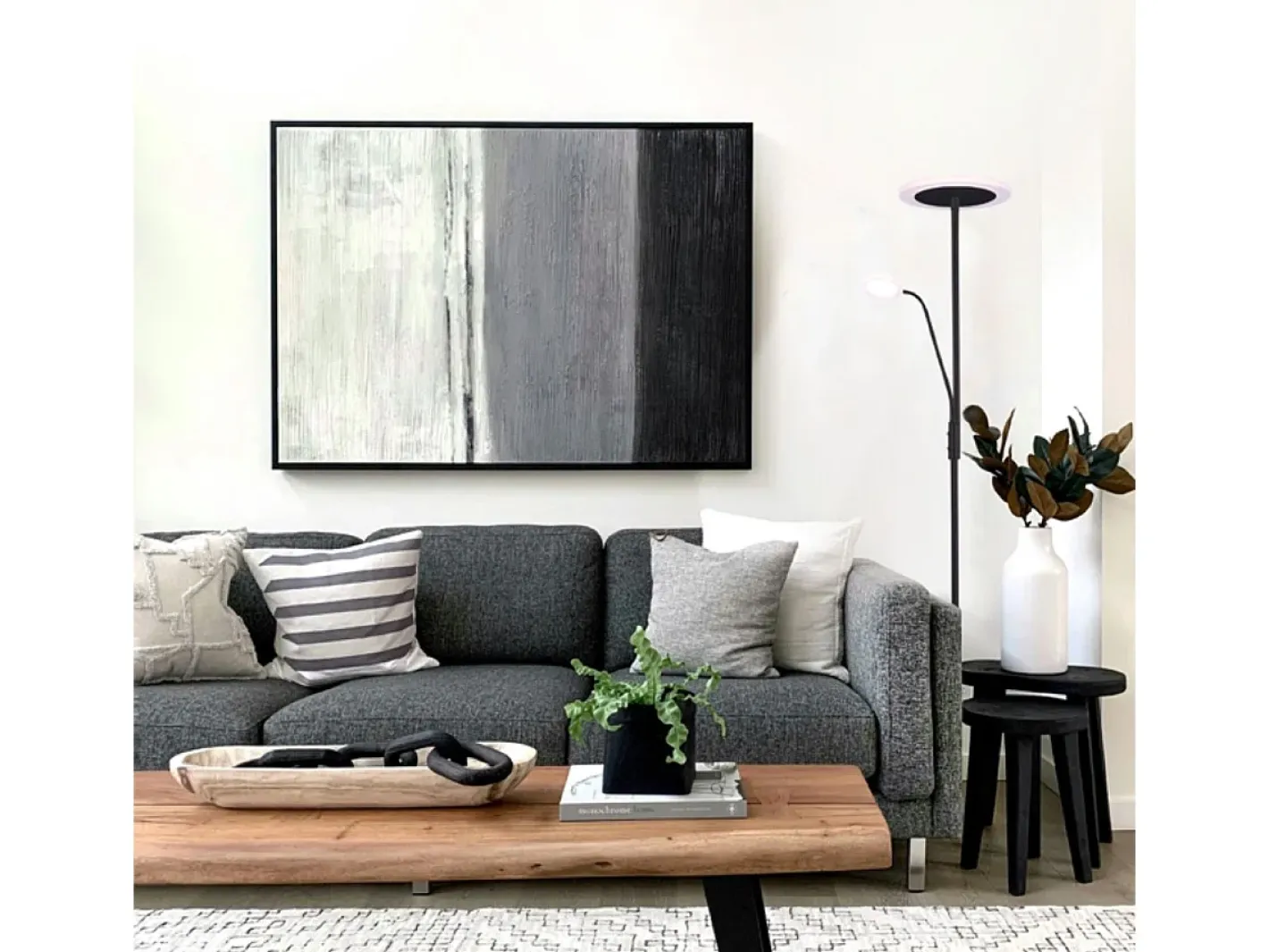 Lámpara de pie Bayani Lumit con lámpara de lectura Ø25x179 cm Negro Best