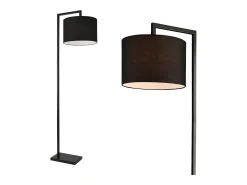 Helloshop26 Lámpara de pie con pantalla de metal y tela negra 161 cm 03_0002433 Negro Clearance