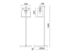 Discount Lámpara de pie de acero NEMO estilo moderno de acero con pantalla sintética - Diá. 25 x Altura 140 cm - acero - IP20 - E27 40W - y Blanco