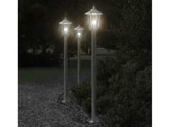 Helloshop26 Lámpara de pie de exterior plateada 120 cm acero inoxidable Plata 02_0042516 Gris