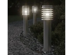Helloshop26 Iluminación Exterior-Lámpara de pie de exterior con salida plateada 60 cm acero inoxidable Plata 02_0042533 Gris