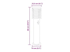 New Helloshop26 Lámpara de pie de exterior con sensor acero inoxidable plateado Plata 02_0042526 Gris