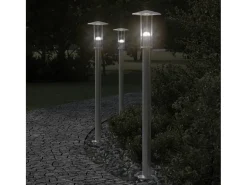 Helloshop26 Iluminación Exterior-Lámpara de pie de exterior plateada 100 cm acero inoxidable Plata 02_0042514 Gris