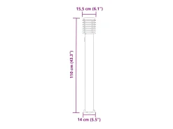 Best Helloshop26 Lámpara de pie de exterior con salida plateada 110 cm acero inoxidable Plata 02_0042532 Gris
