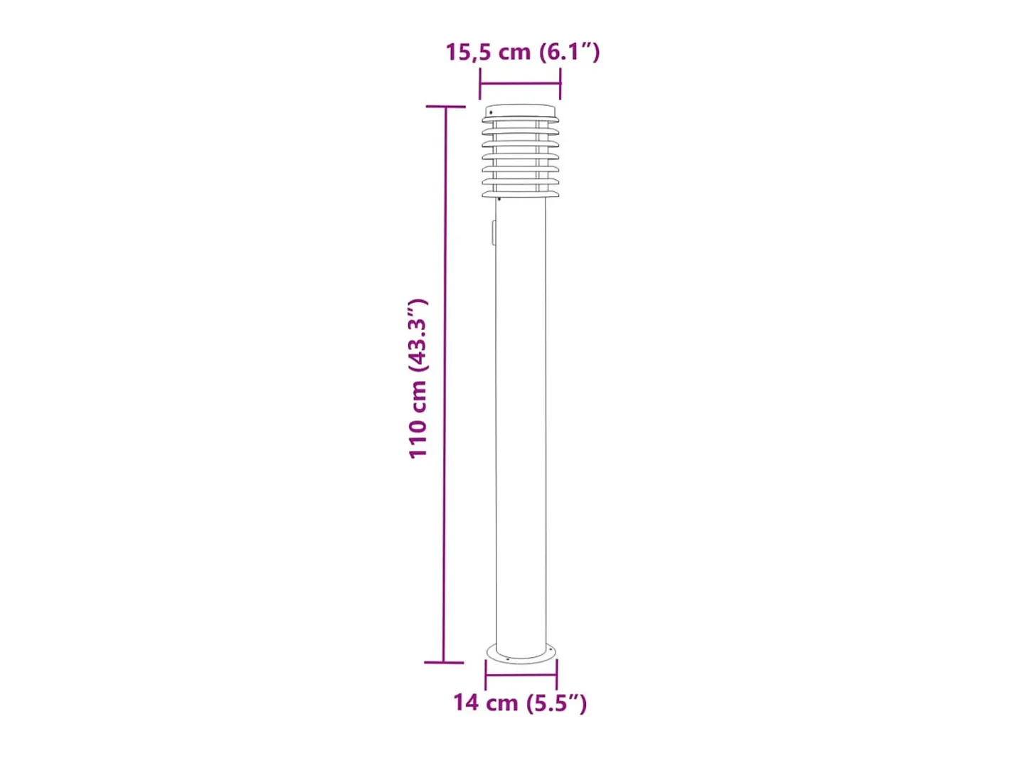 Best Helloshop26 Lámpara de pie de exterior con salida plateada 110 cm acero inoxidable Plata 02_0042532 Gris