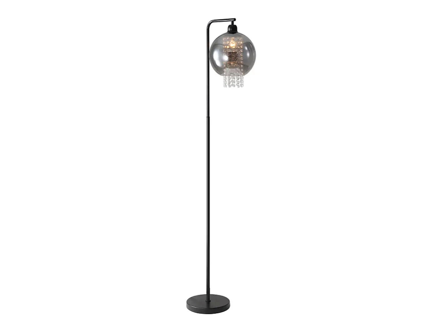 NETTLIFE Lámpara De Pie-Lámpara de pie de interior de 1 llama E27, lámpara de pie de cristal gris ahumado grande para sofá de oficina Negro