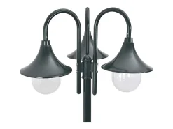 Helloshop26 Lámpara de pie de jardín E27 220 cm aluminio 3 faroles oscuro 02_0042543 Verde Hot