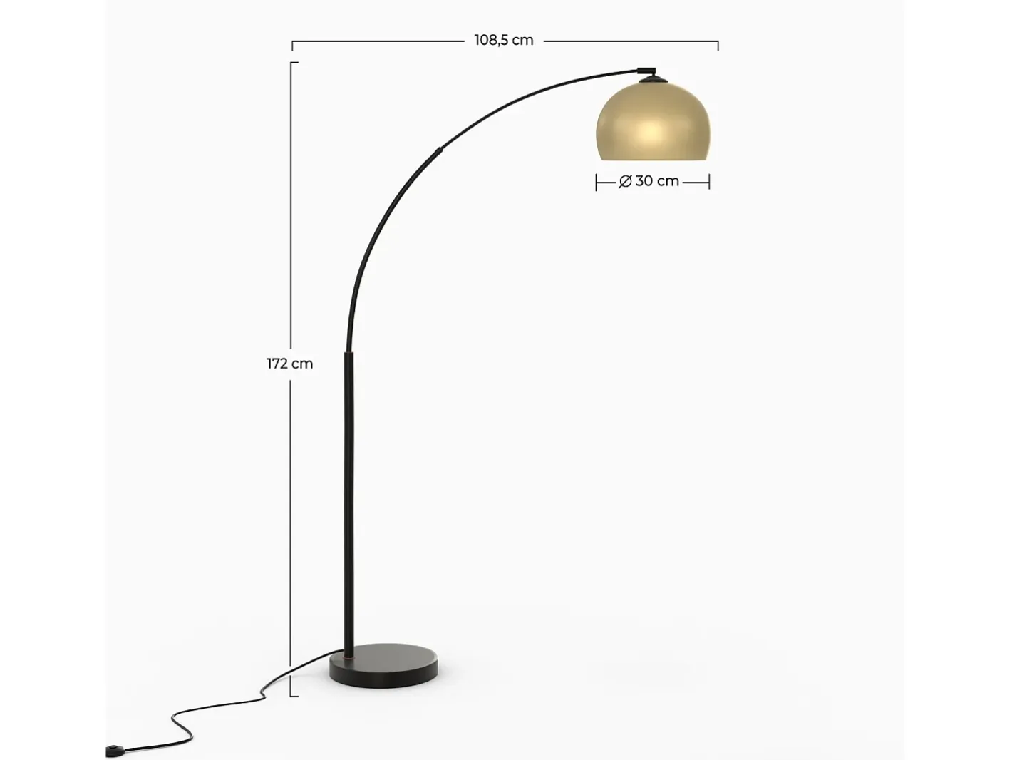 Rendez-Vous Déco Lámpara De Pie-Lámpara de pie de metal de color latón - Dinard Negro / Dorado