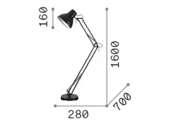 Ideal Lux Lámpara De Pie-Lámpara de pie de metal con estructura articulada Negro