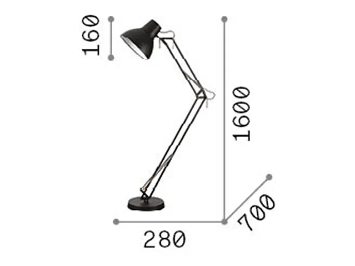 Ideal Lux Lámpara De Pie-Lámpara de pie de metal con estructura articulada Negro