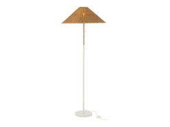 Clearance J-Line Lámpara de pie de metal y ratán blanco y natural 61x61x154 cm Beige