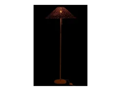 Clearance J-Line Lámpara de pie de metal y ratán blanco y natural 61x61x154 cm Beige