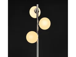 Hot Helloshop26 Lámpara de pie de metal y cristal 3 x E14 154 cm cromo y blanco 03_0002438 Transparente