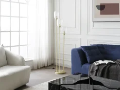 OZAIA Lámpara de pie de metal y cristal acanalado - 3 globos - D. 30 x H. 161 cm - Oro - LOUXOR Dorado Clearance