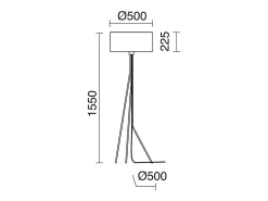Lámpara de pie DIAGONAL estilo moderno - Alt. 155 cm - E27 13W - pantalla sintética ø50 cm - on & off - cable 2 mts - acero y - interior Negro Sale