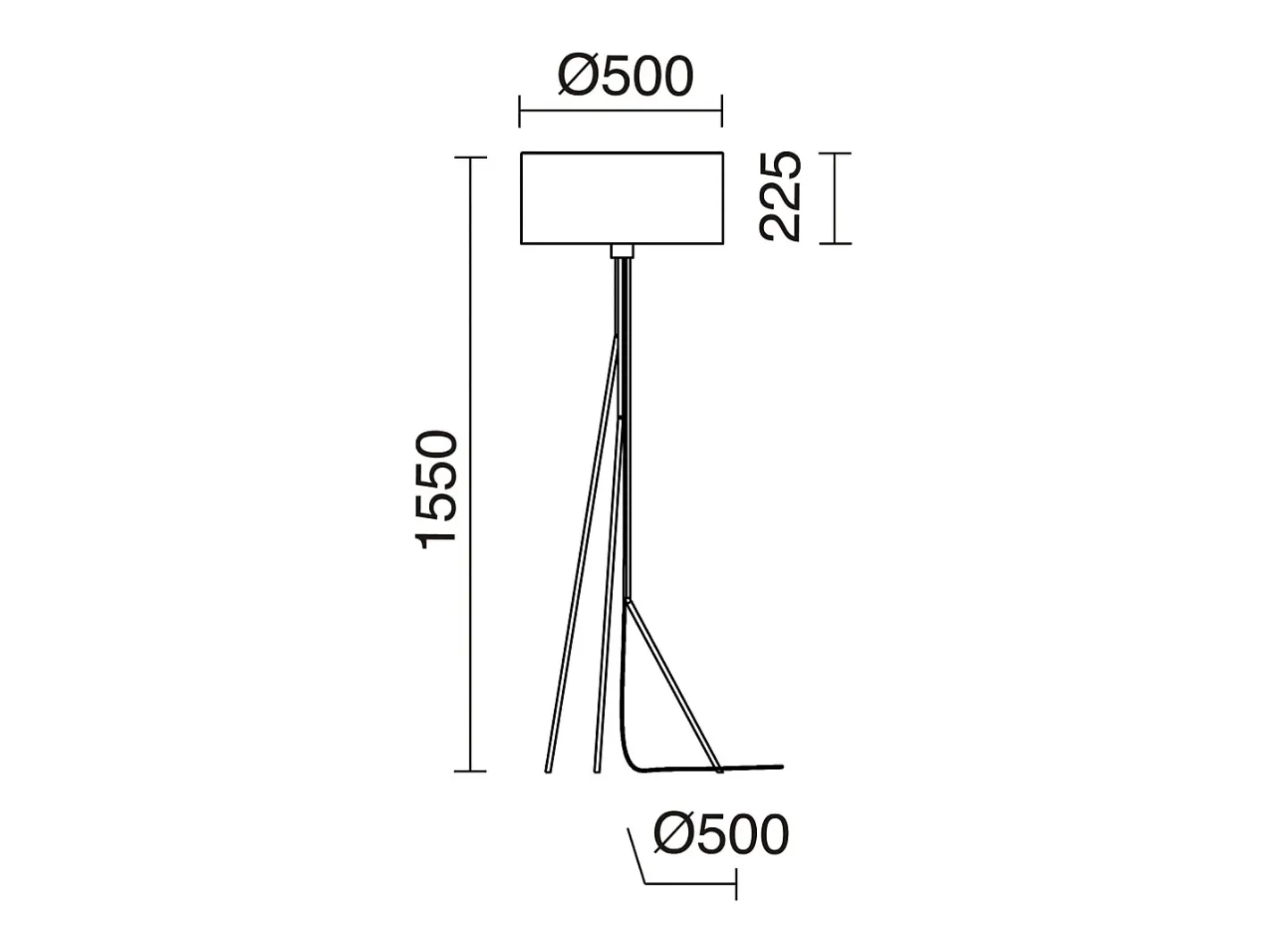 Lámpara de pie DIAGONAL estilo moderno - Alt. 155 cm - E27 13W - pantalla sintética ø50 cm - on & off - cable 2 mts - acero y - interior Negro Sale