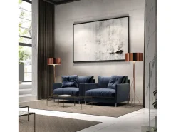 Lámpara de pie DIAGONAL estilo moderno - Alt. 155 cm - E27 13W - pantalla sintética ø50 cm - on & off - cable 2 mts - acero y - interior Negro Sale