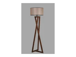 Hot Concept-Usine Lámpara de pie diseño madera y tela CHLOE - Elegancia contemporánea para una iluminación cálida Marru00f3n