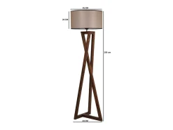 Hot Concept-Usine Lámpara de pie diseño madera y tela CHLOE - Elegancia contemporánea para una iluminación cálida Marru00f3n