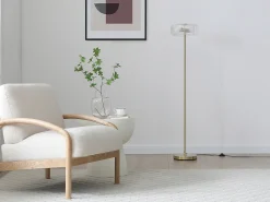 OZAIA Lámpara de pie dorada y transparente D.30 x Alt.145 cm- LACAYA Transparente / Dorado Discount