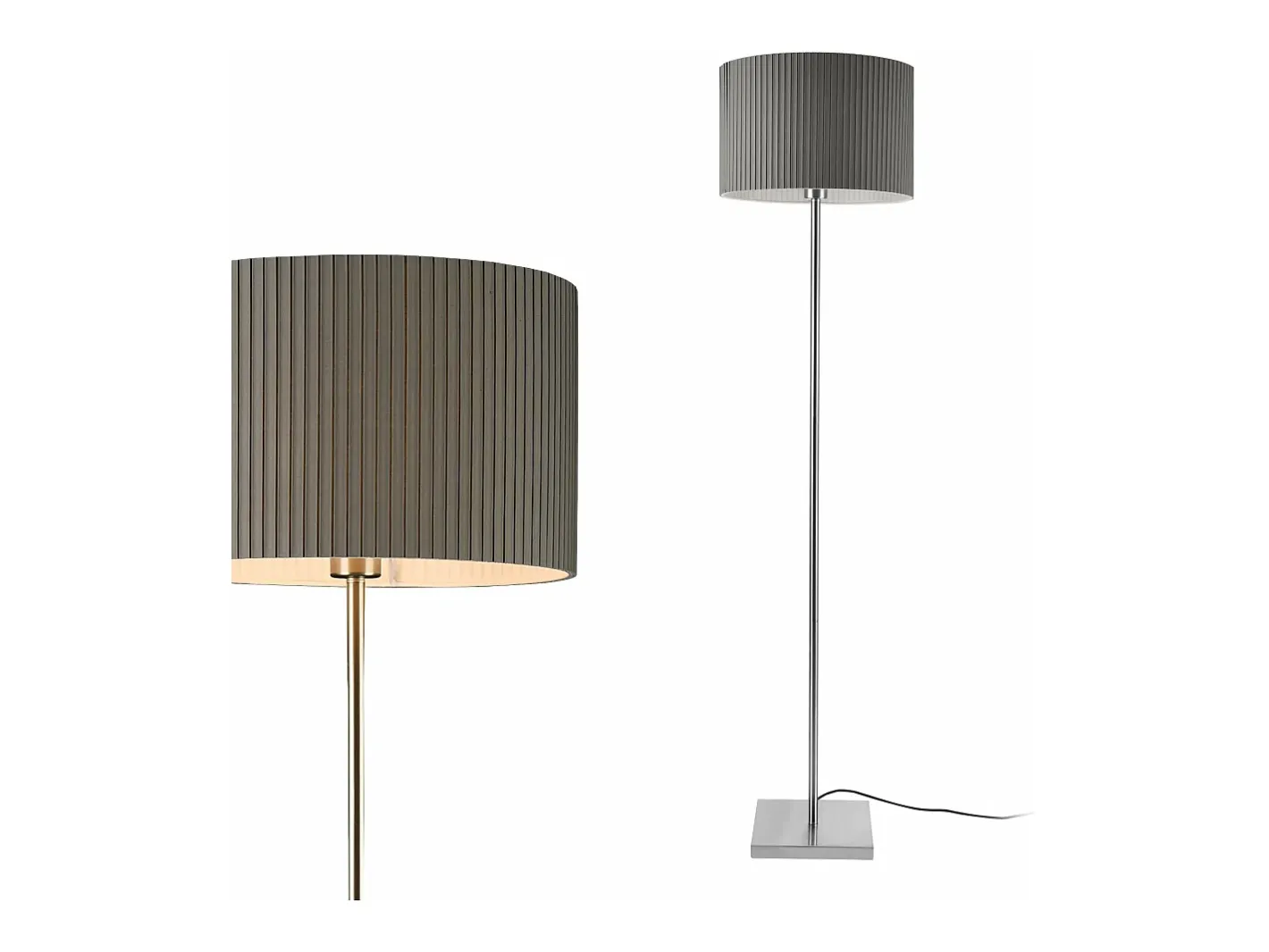 Helloshop26 Lámpara De Pie-Lámpara de pie estructura de metal pantalla de tela 1 bombilla E27 151 cm 03_0002435 Gris