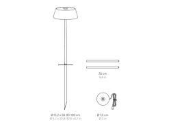 Lámpara De Pie-Lámpara de pie inteligente Zafferano SISTER LIGHT Picchetto Wi-Fi dorada recargable y regulable Dorado