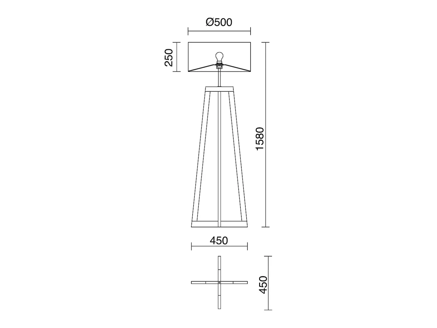 Lámpara de pie KARA estilo moderno y clásico -Alt. 158 cm x D. ø45 cm- E27 60W - cable 2 mts - on&off - IP20 - madera - acero y algodón blanco Marru00f3n
