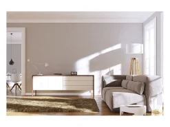 Lámpara de pie KARA estilo moderno y clásico -Alt. 158 cm x D. ø45 cm- E27 60W - cable 2 mts - on&off - IP20 - madera - acero y algodón blanco Marru00f3n