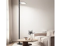 Lámpara De Pie-Lámpara de pie LED negra 24W 2160lm, regulable en altura y dirección, con pedal y CCT Negro