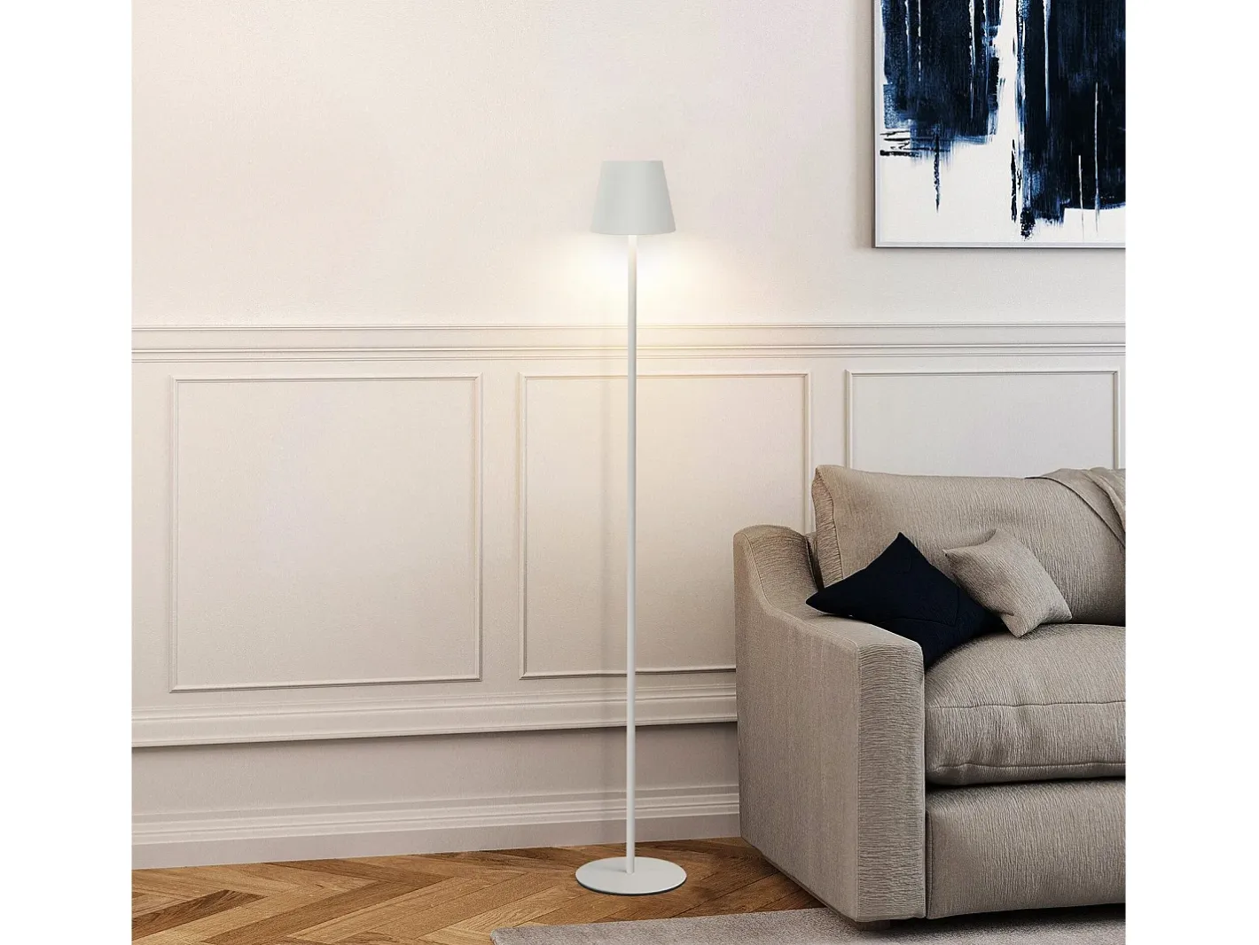 NETTLIFE Lámpara de pie LED moderna negra regulable 125 cm 3 temperaturas de color USB Sala de estar Blanco Discount