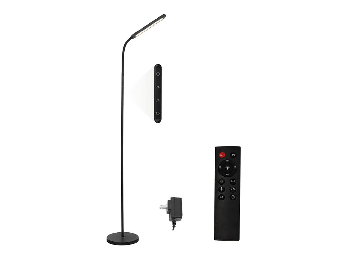 NETTLIFE Lámpara de pie LED para sala de estar, regulable, color , 11 W, flexible, 360°, para sofá Negro Online