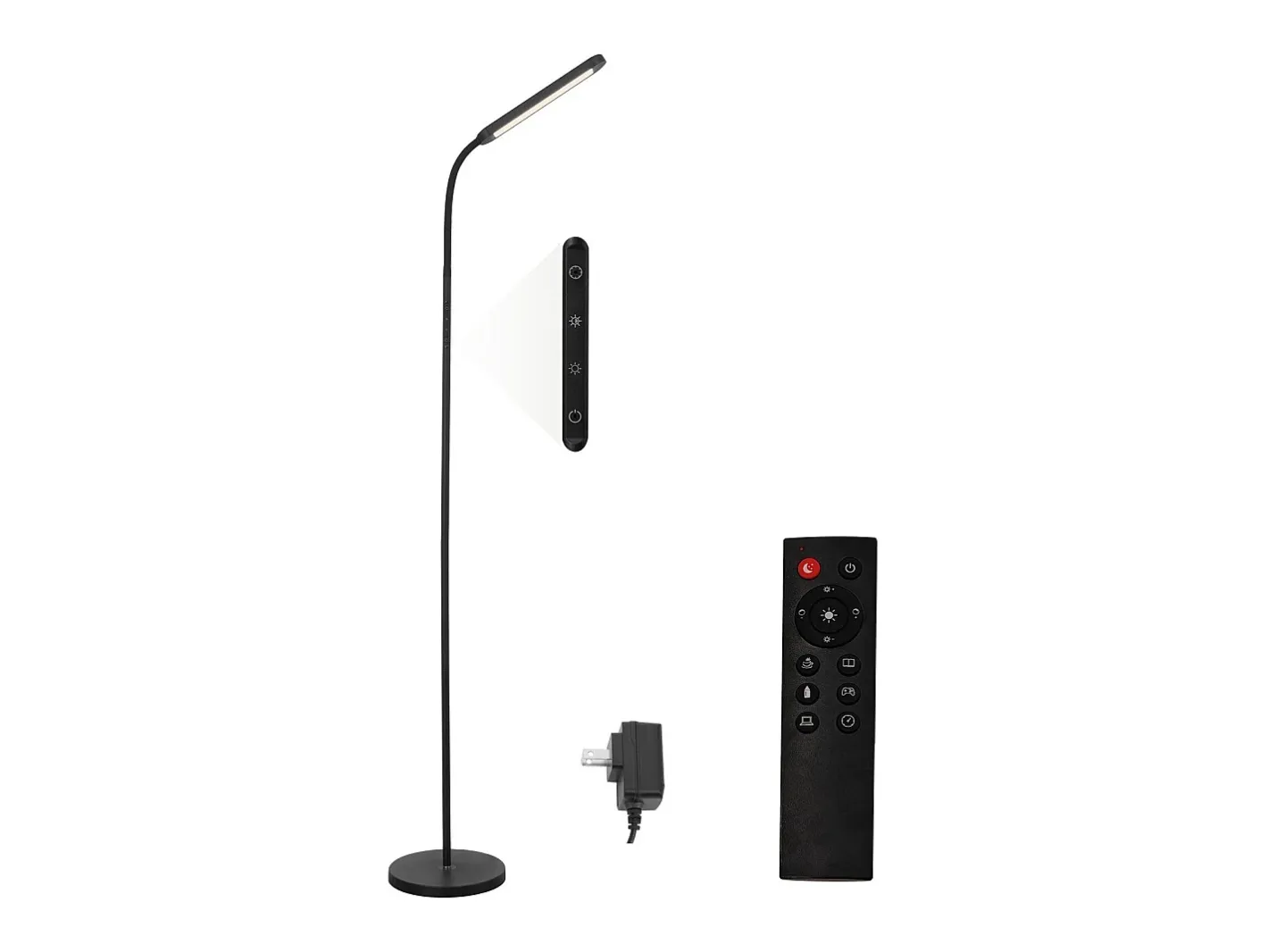 NETTLIFE Lámpara de pie LED para sala de estar, regulable, color , 11 W, flexible, 360°, para sofá Negro Online