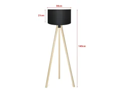 Helloshop26 Lámpara De Pie-Lámpara de pie luminaria 140 cm de alto casquillo E27 efecto madera/ 03_0007292 Negro