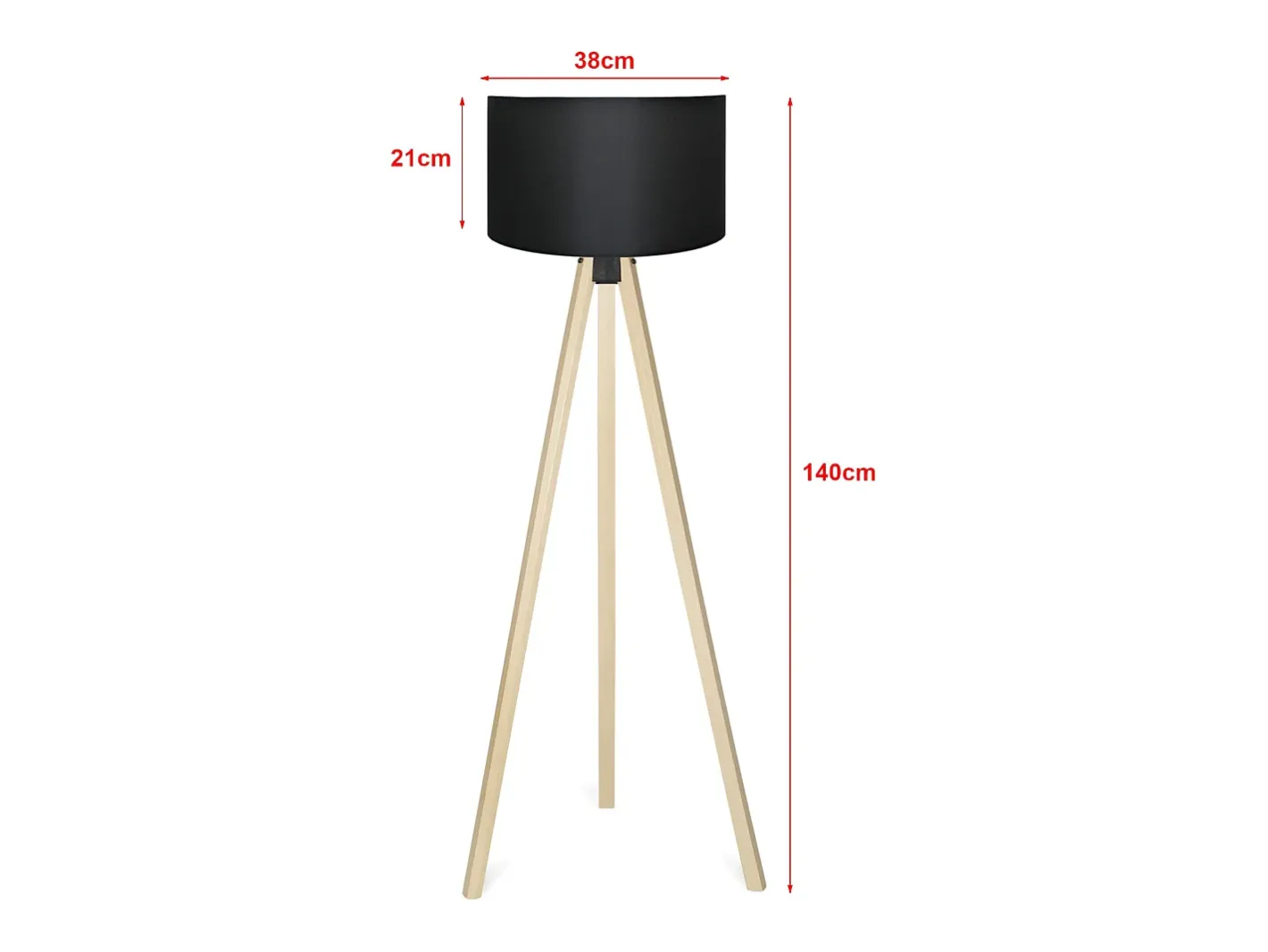 Helloshop26 Lámpara De Pie-Lámpara de pie luminaria 140 cm de alto casquillo E27 efecto madera/ 03_0007292 Negro