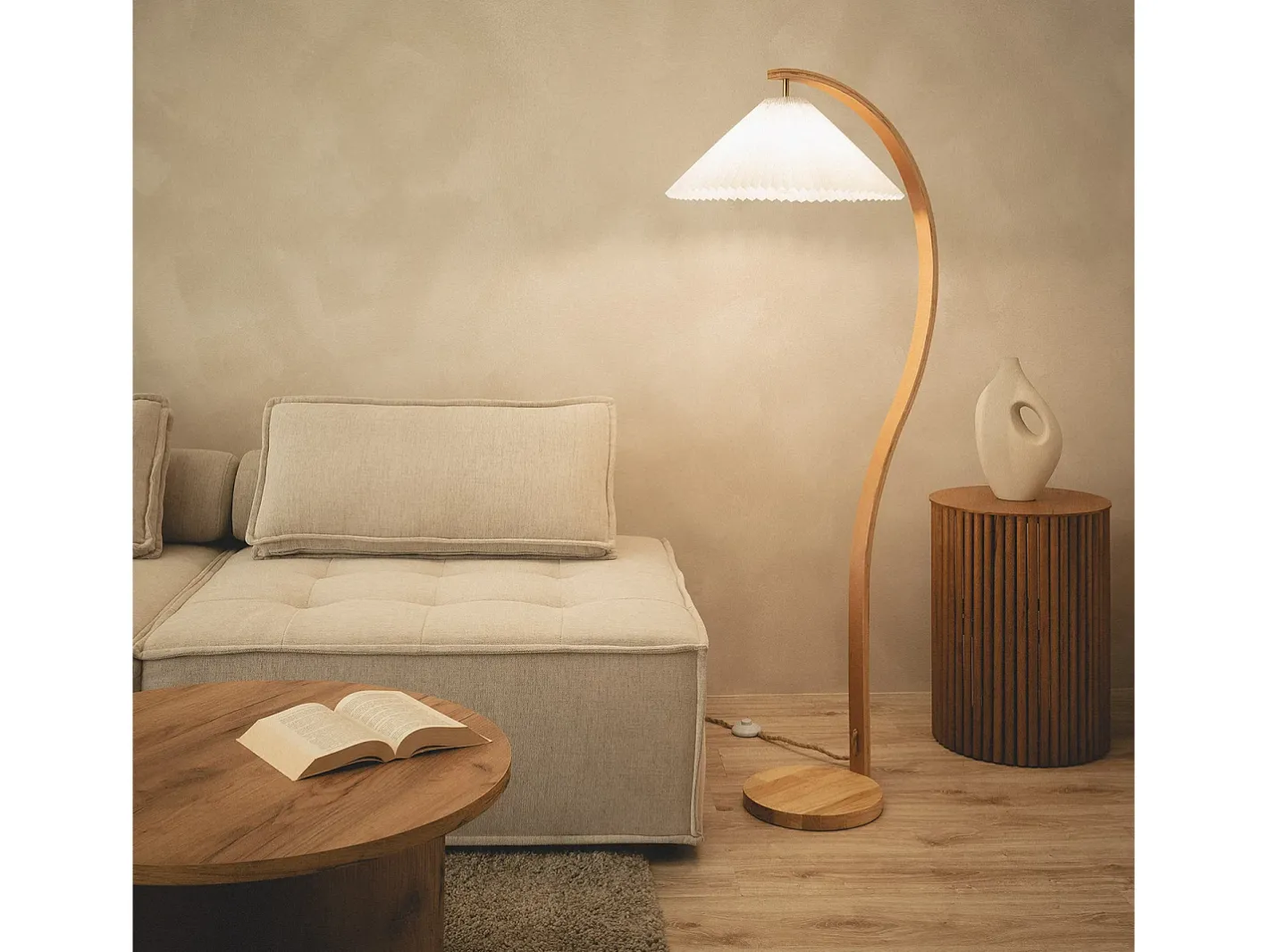 Ledkia Lámpara de Pie Madera Luanda Azul Oscuro Transparente Online