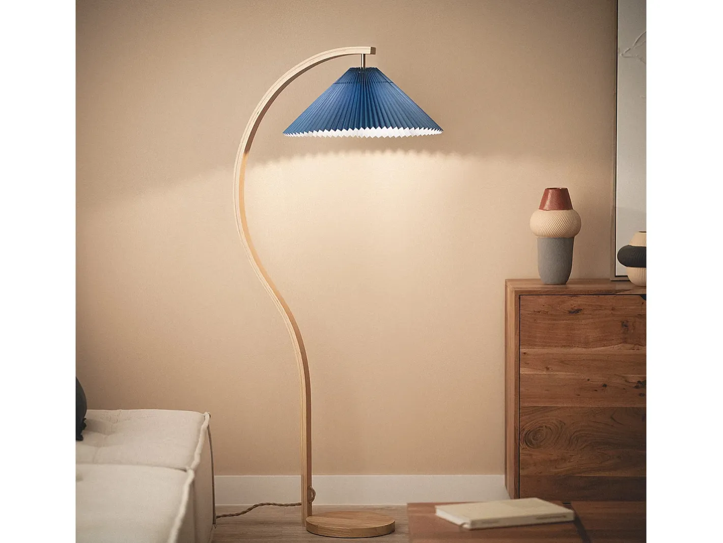 Ledkia Lámpara de Pie Madera Luanda Azul Oscuro Transparente Online
