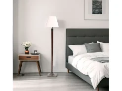 Ledkia Lámpara De Pie-Lámpara de Pie Madera y Metal Lizza Piramis Blanco