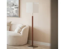 Ledkia Lámpara De Pie-Lámpara de Pie Madera y Metal Lizza Blanco