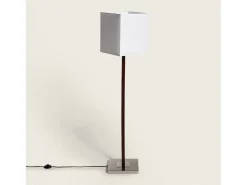 Ledkia Lámpara De Pie-Lámpara de Pie Madera y Metal Lizza Blanco