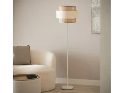 Ledkia Lámpara de Pie Metal y Tela Amaia Roto Blanco Sale