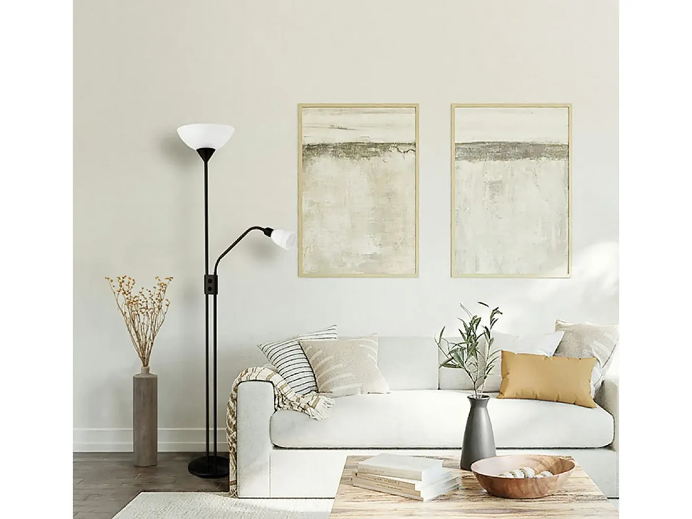 Lámpara de pie Milano Bel Air 40W con luz de lectura Ø28x170 cm Negro Best