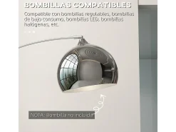 Homcom Lámpara de pie Modde 40W poste ajustable negro/plata 170-180x110-115x30 cm Plateado