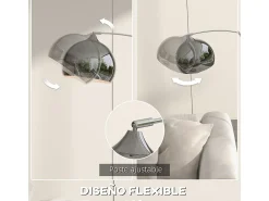 Homcom Lámpara de pie Modde 40W poste ajustable negro/plata 170-180x110-115x30 cm Plateado