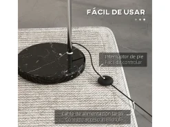 Homcom Lámpara de pie Modde 40W poste ajustable negro/plata 170-180x110-115x30 cm Plateado
