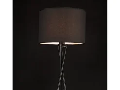 Helloshop26 Lámpara De Pie-Lámpara de pie moderna con trípode lámpara de pie de diseño casquillo E27 metal y tela 154 cm de alto color 03_0005255 Negro